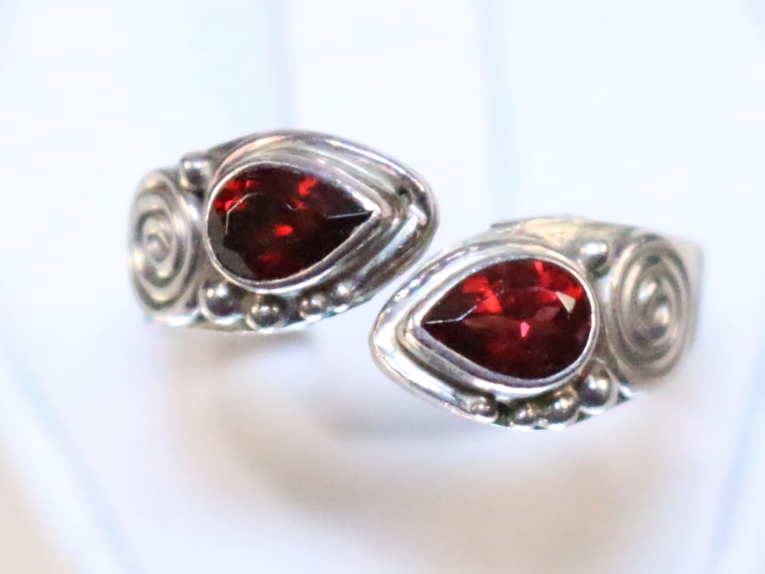 Sajen Sterling Silver Large 2 Pink Tourmaline Stones Ring (1 of 4)