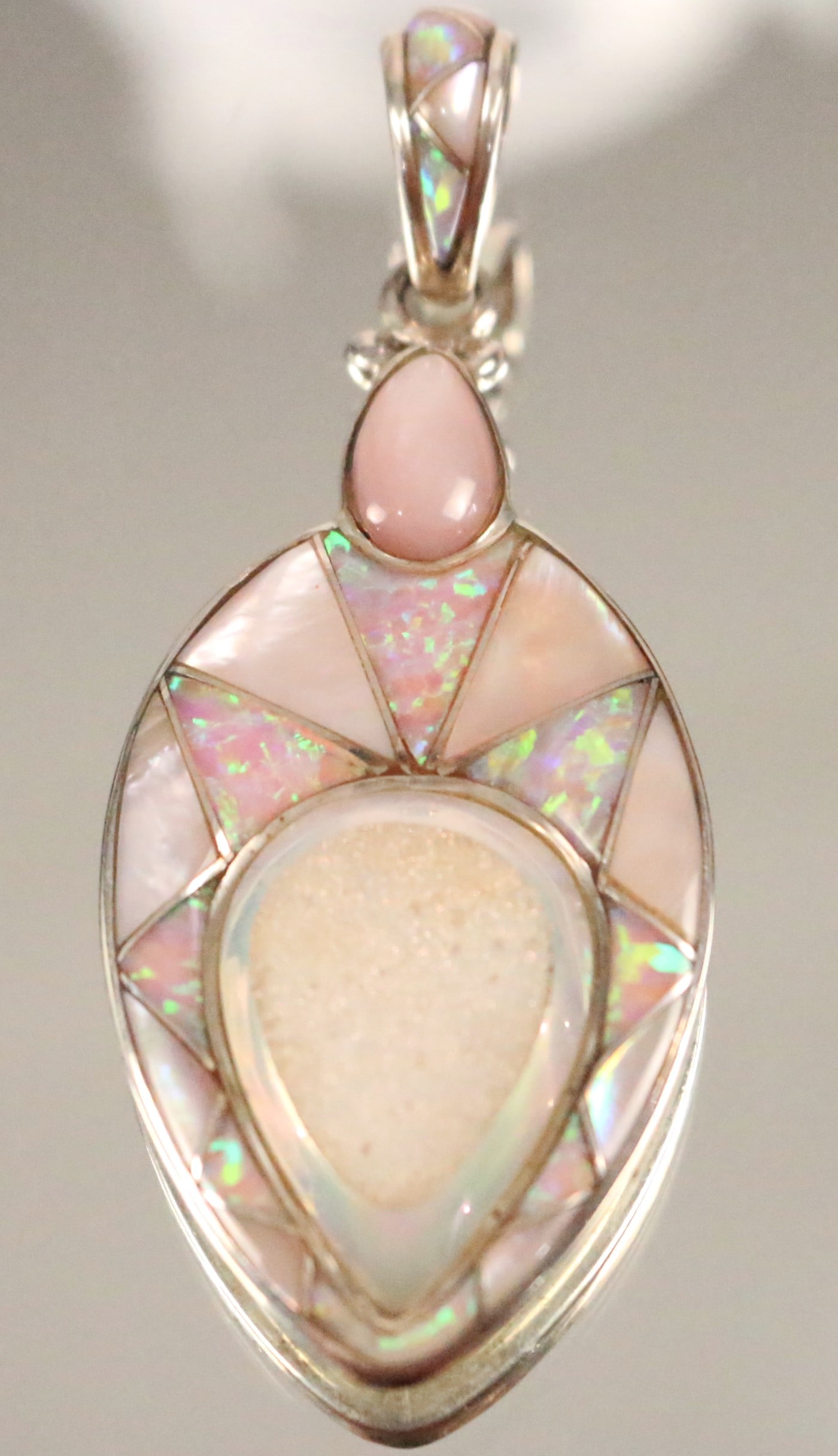 Sajen Sterling Silver Pink MOP Opal Druzy Pendant (1 of 4)