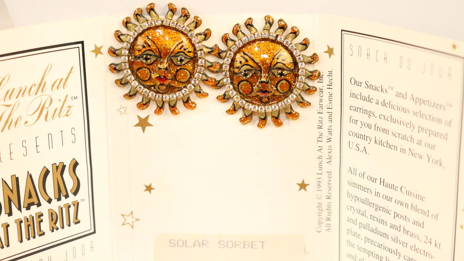 Lunch At the Ritz USA 24kt Gold Plated Solar Sorbet Zodiac Earrings (1 of 5)