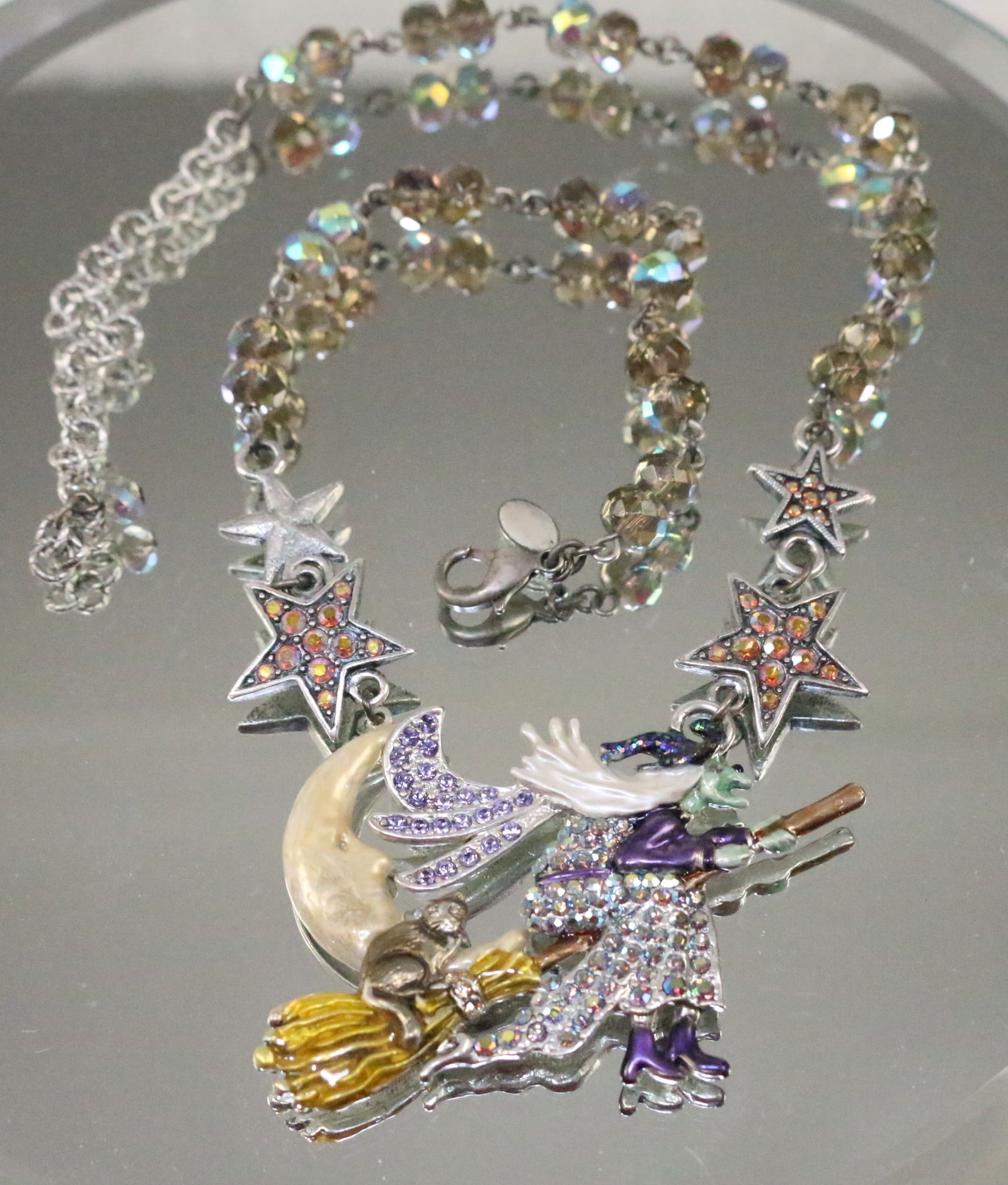 Kirks Folly Halloween Witch Moon Silver tone Crystal  Necklace (1 of 10)