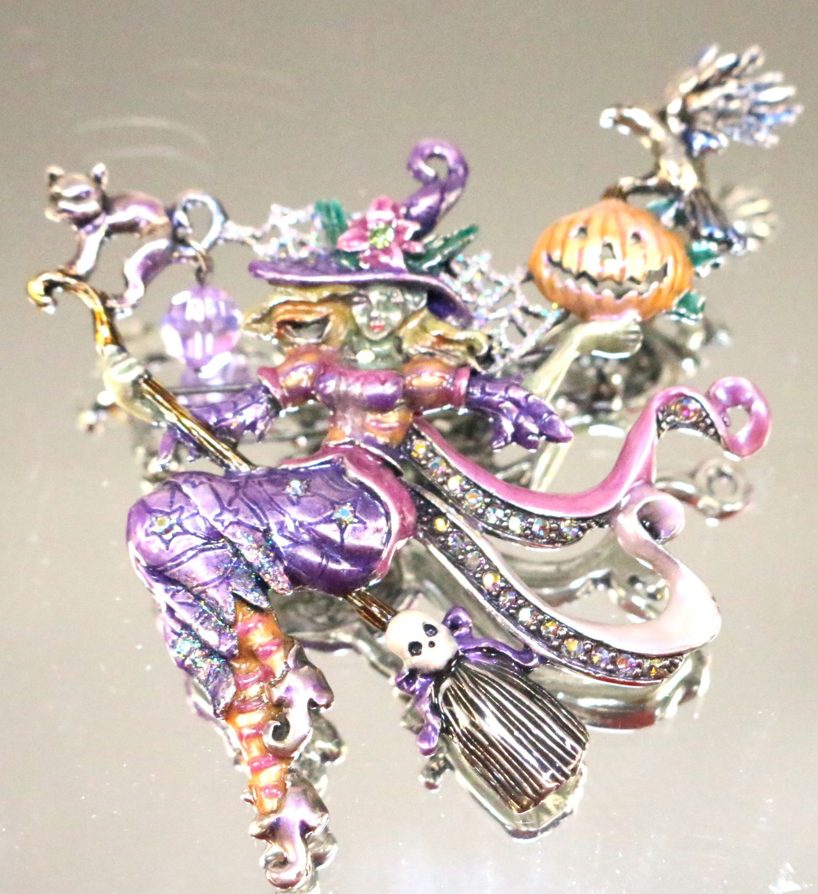 Kirks Folly Huge Halloween Purple Witch Brooch Pendant (1 of 7)