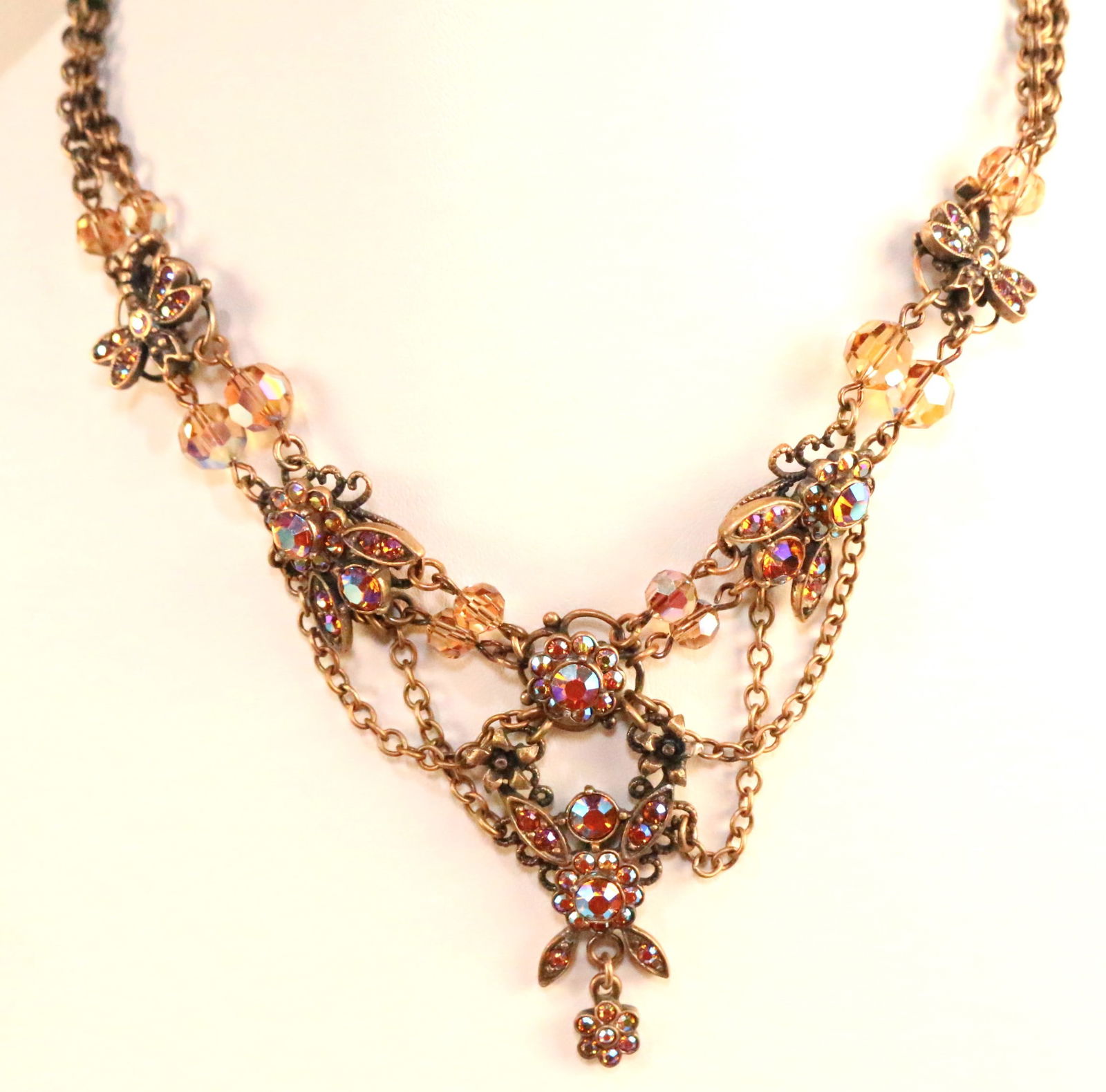 Kirks Folly Vintage Copper tone flower dragonfly multichain necklace. (1 of 6)