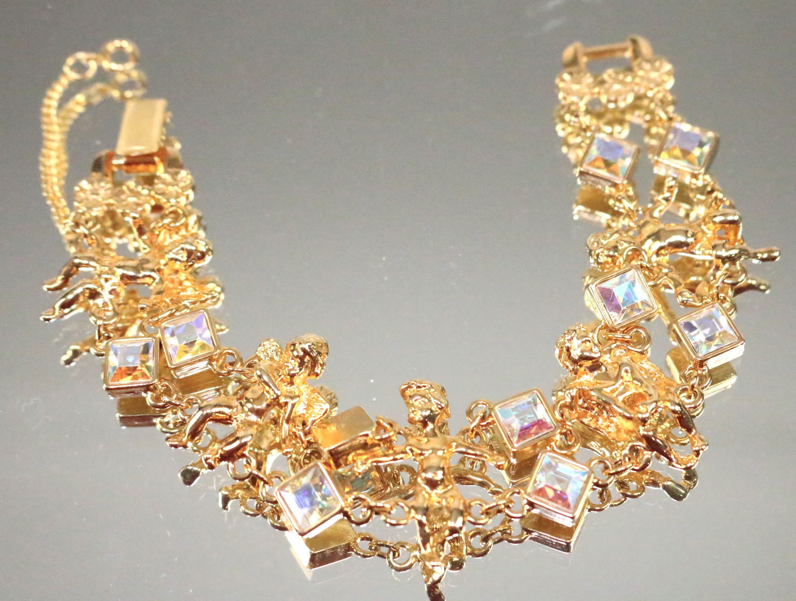 Kirks Folly NEW 2 row cherub crystal charm bracelet (1 of 9)