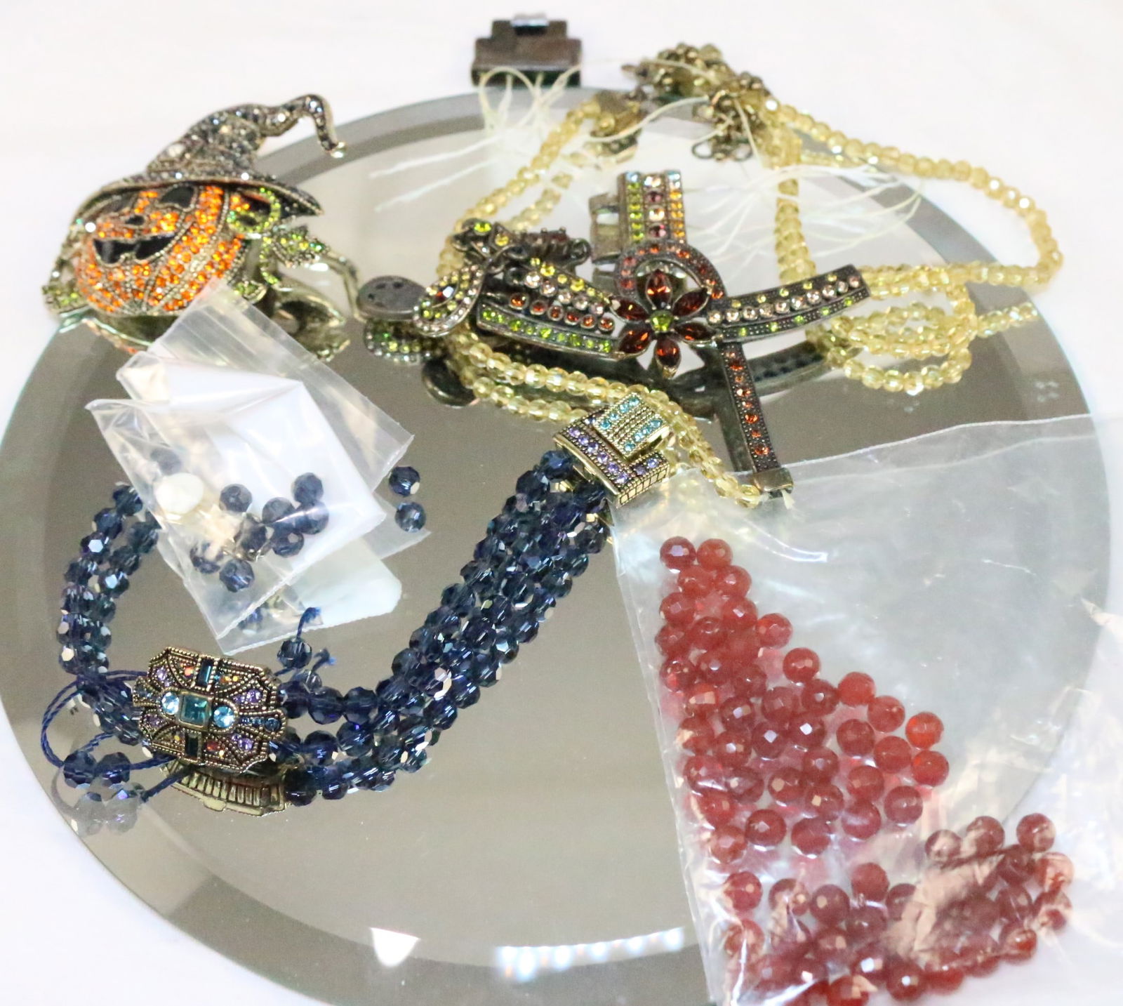 Lot of Heidi Daus Halloween Pumpkin Brooch and necklaces for repair (1 of 10)