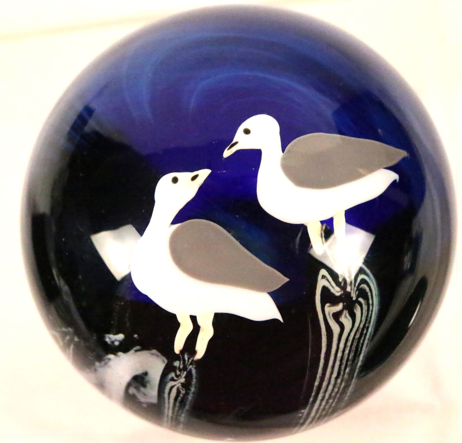 Vintage Orient & Flume 1980 Ed Seaira Seagulls Signed Art Glass Paperweight (1 of 6)