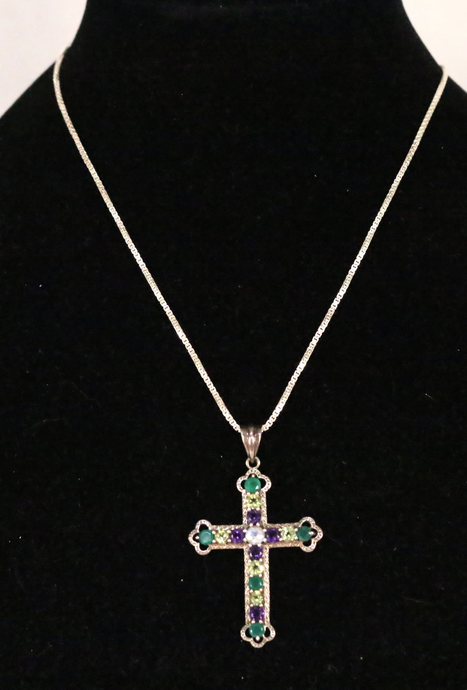 Nicky Butler Sterling Silver Gemstone large Cross Pendant Necklace (1 of 7)