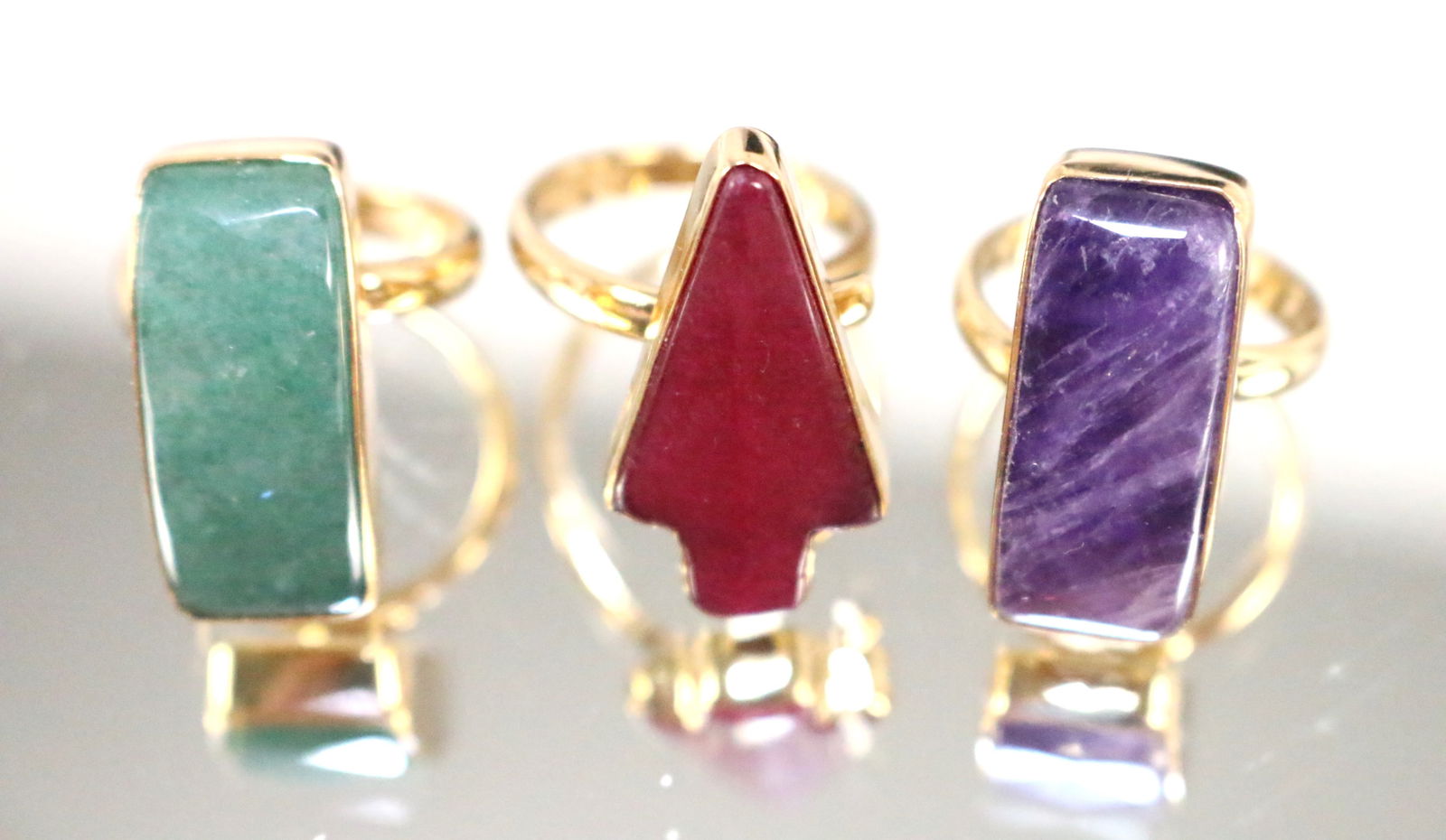 3 Designer Naturally Unique Alchemia Gold Genuine Stone Rings (1 of 8)