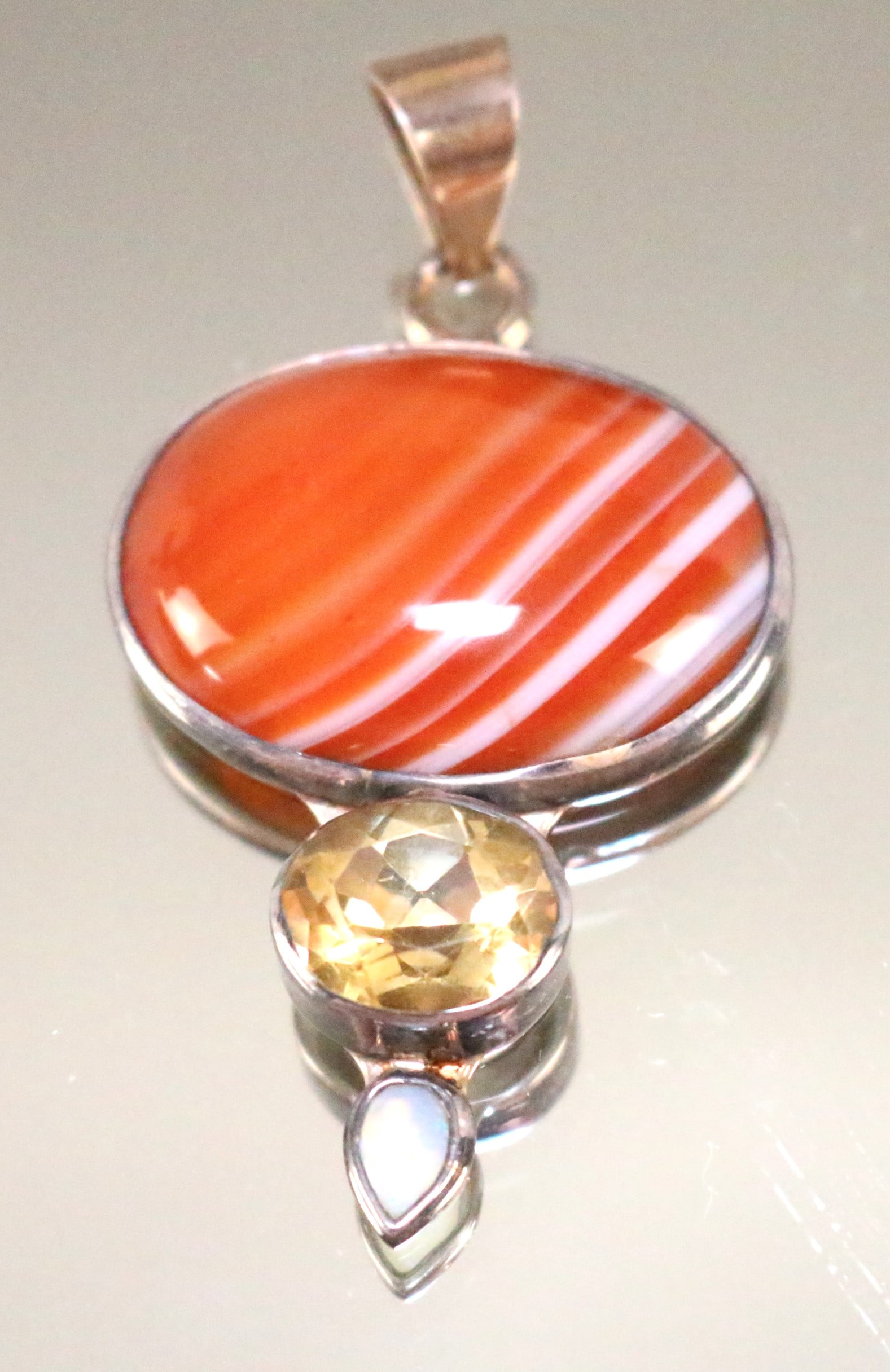 Charles Albert Fine Sterling silver Jasper Tourmaline MOP Pendant (1 of 5)