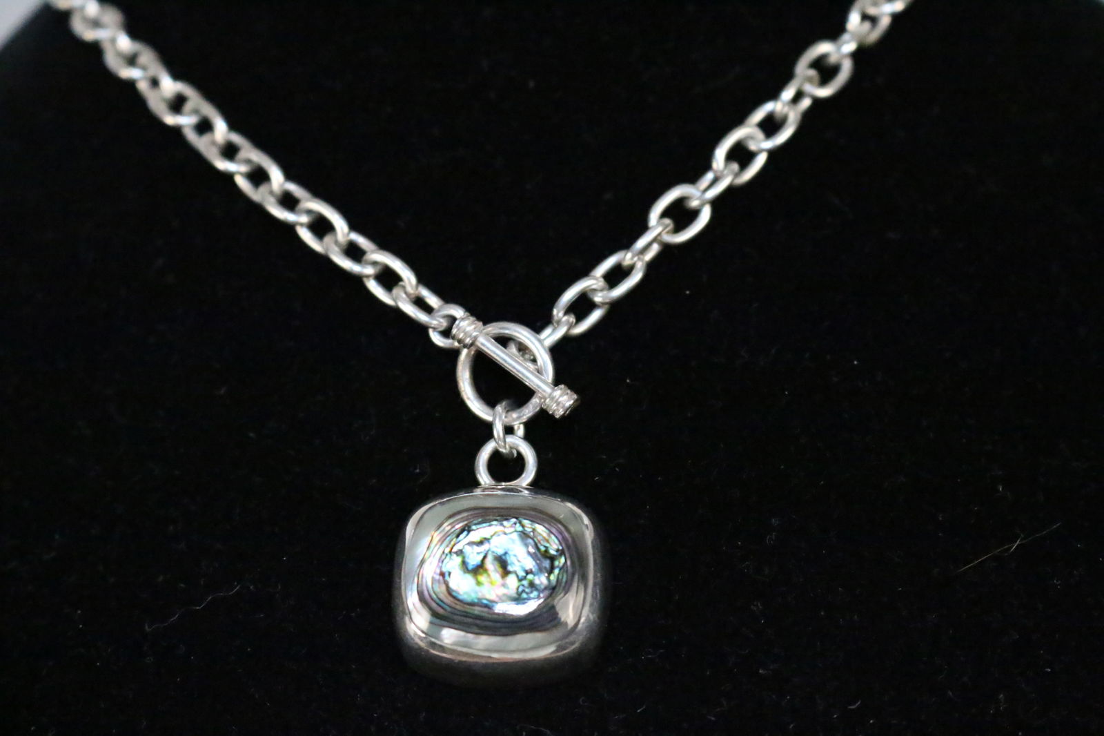 ATI Mexico Sterling Silver Heavy Abalone Shell Pendant Necklace. (1 of 6)