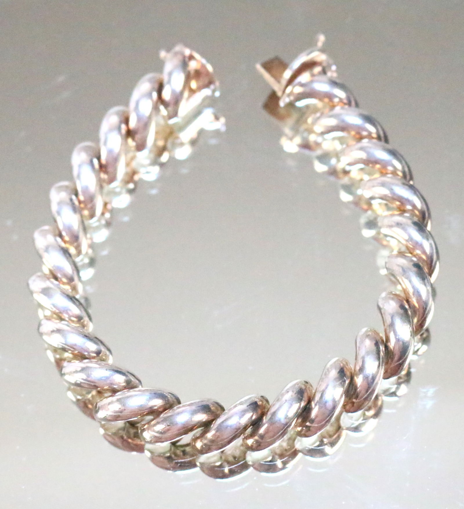 Sterling Silver San Marco Link Chain Bracelet SU Italy (1 of 7)