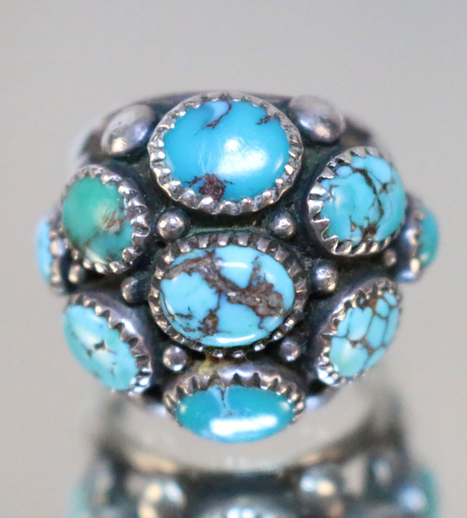 Native American southwest Navajo Genuine Turquoise Sterling Silver Ring (1 of 6)