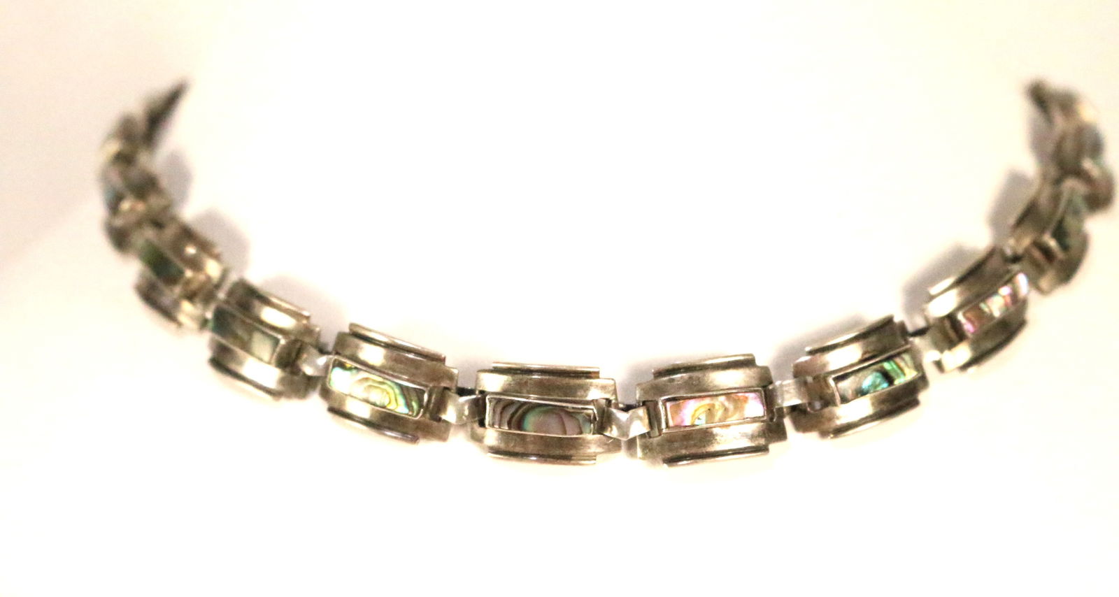 Vintage JOSENS TAXCO MEXICO Sterling silver Abalone Necklace 15" (1 of 4)