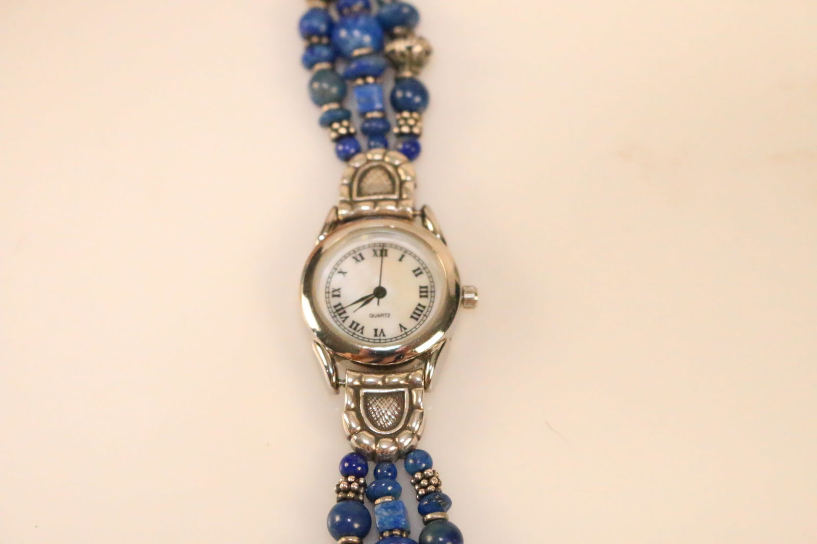 Native American Southwest Lapis Lazuli Sterling Silver Bracelet Watch (1 of 6)