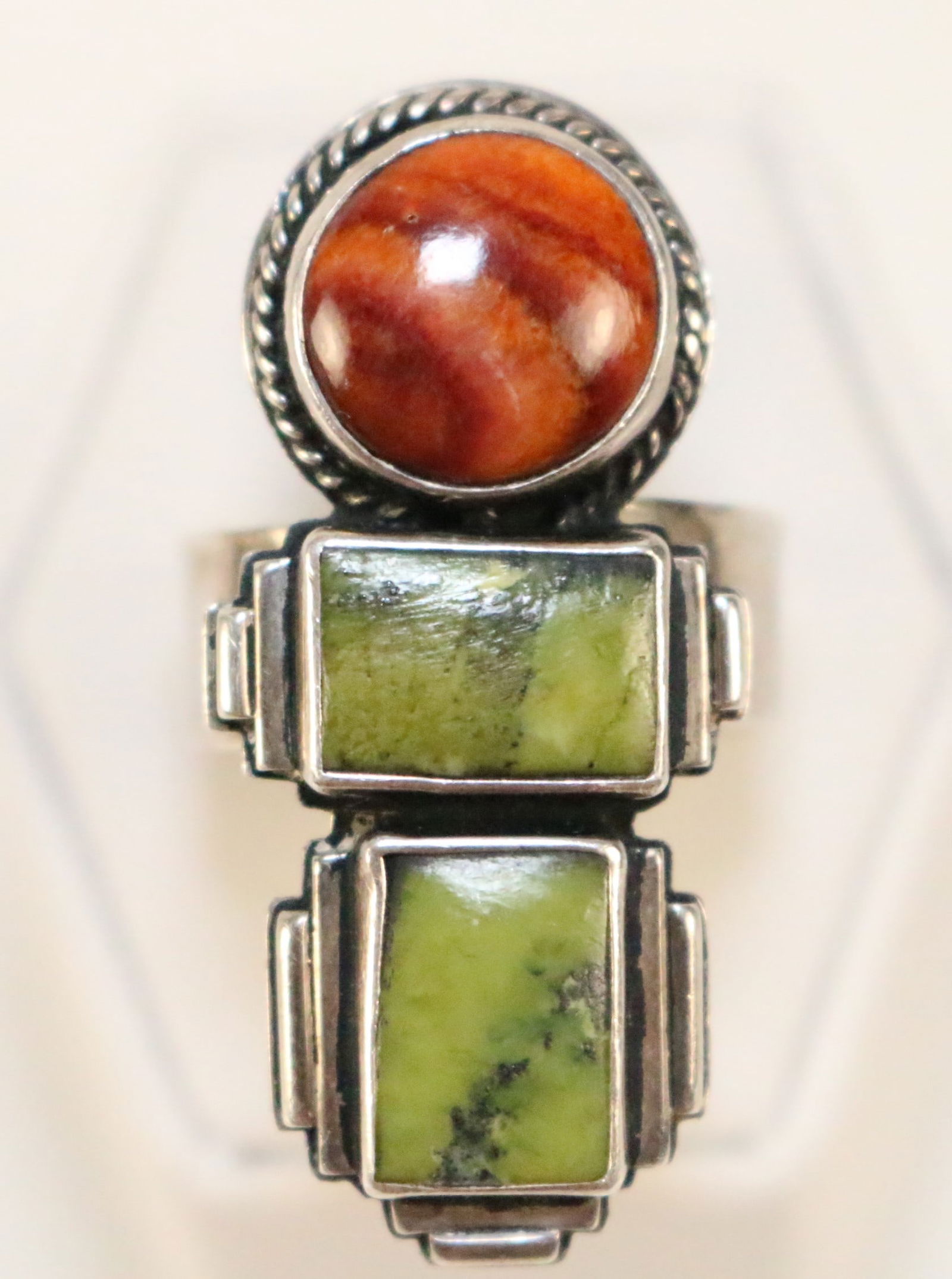 RARE Victor Yurivilca Large Sterling Silver Modern Stone Ring (1 of 6)