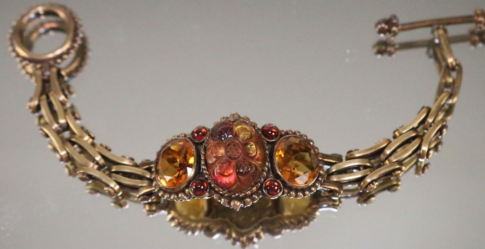 Stephen Dweck 1998 Red gold abalone carved doublet Bronze Bracelet (1 of 3)