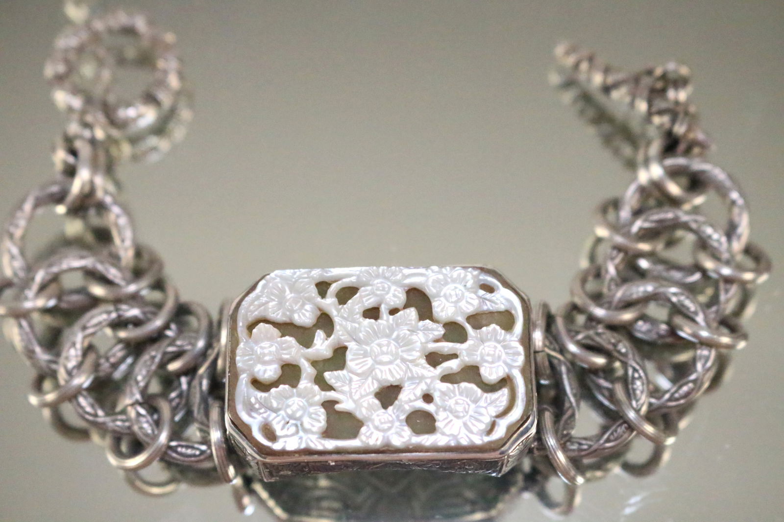 Stephen Dweck Mother of Pearl Jade Sterling Silver Bracelet (1 of 3)