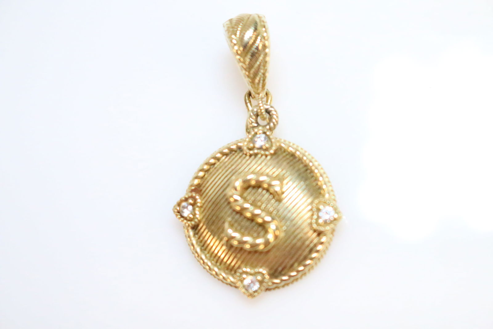 Judith Ripka Gold over Sterling Silver Large Round S Charm Pendant (1 of 2)