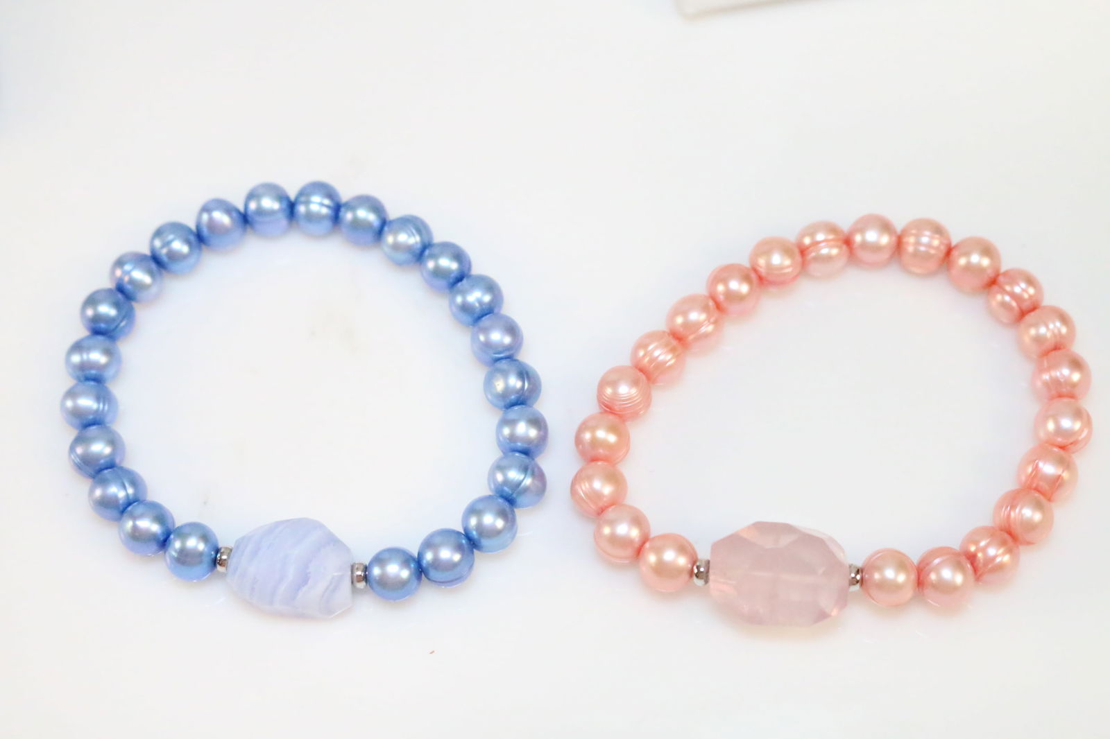 Lot of 2 NEW Honora Freshwater  Pearl quartz &  Agate Bracelets (1 of 4)