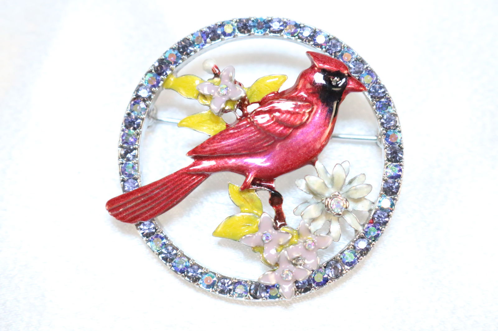 Kirks Folly Silver tone Cardinal Floral Brooch (1 of 2)