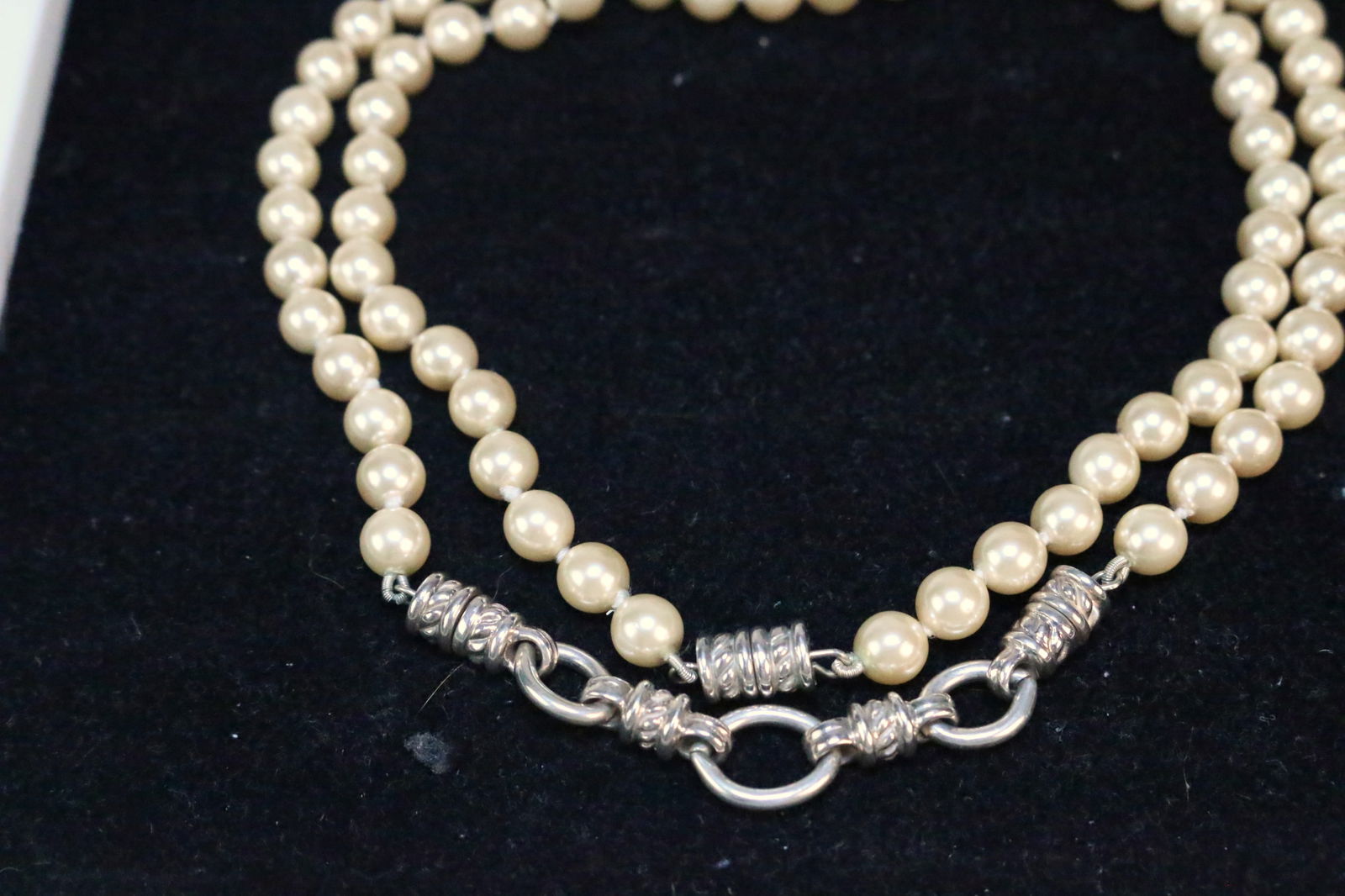 RARE Vintage EARLY Judith Ripka Multi design 2 pearl necklaces & sterling silver pendant ring (1 of 6)