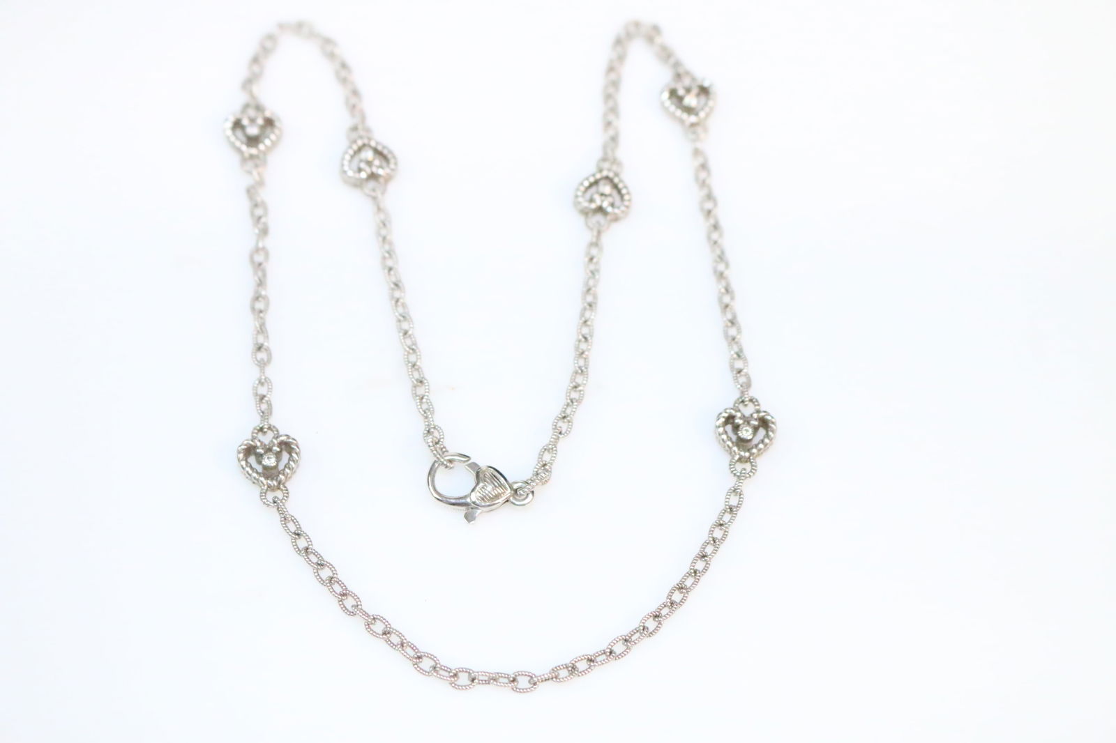 RARE Judith Ripka Double sided Heart CZ Diamonique Sterling silver Station Necklace (1 of 5)