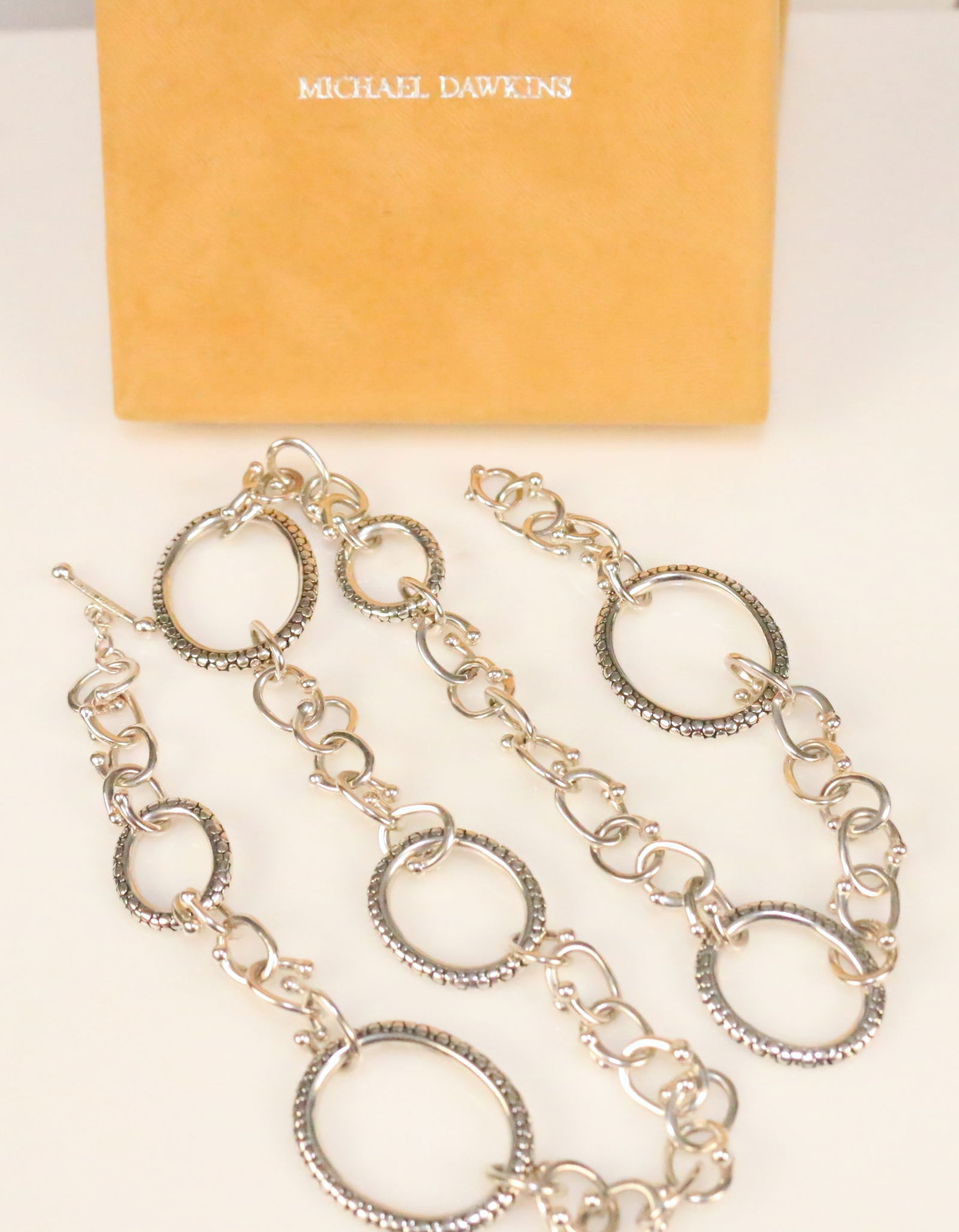 NEW Michael Dawkins Solid Sterling Silver Gorgeous Dot & smooth link 24" necklace (1 of 6)