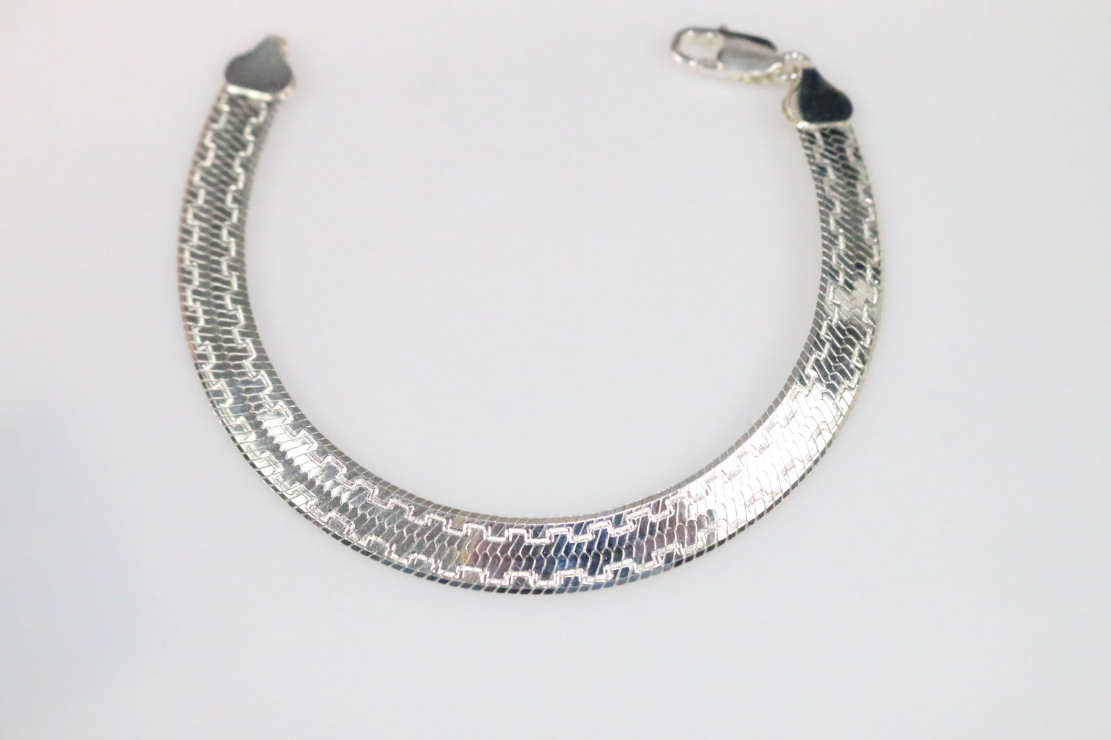 Brand NEW Sterling Silver Milor Italy Reversible Serpentine & Etched Chain  Bracelet 8" (1 of 6)