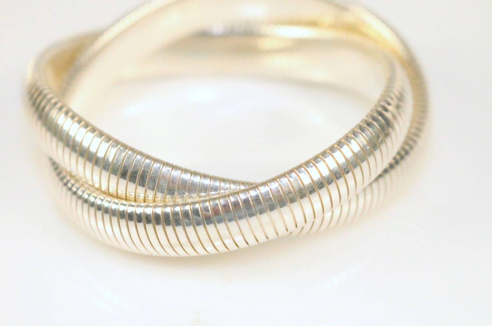 NEW sterling silver 2 intertwined twist snake link chain bracelet. (1 of 5)