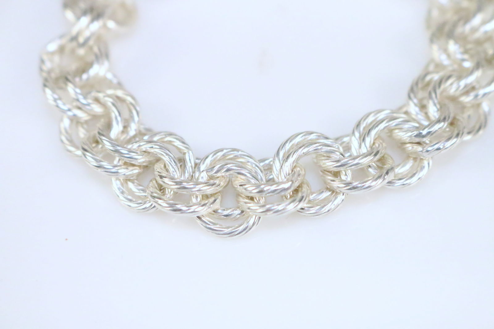 Brand NEW Sterling Silver Double Link Embossed Heavy Chain Bracelet 31 gm 8" (1 of 5)