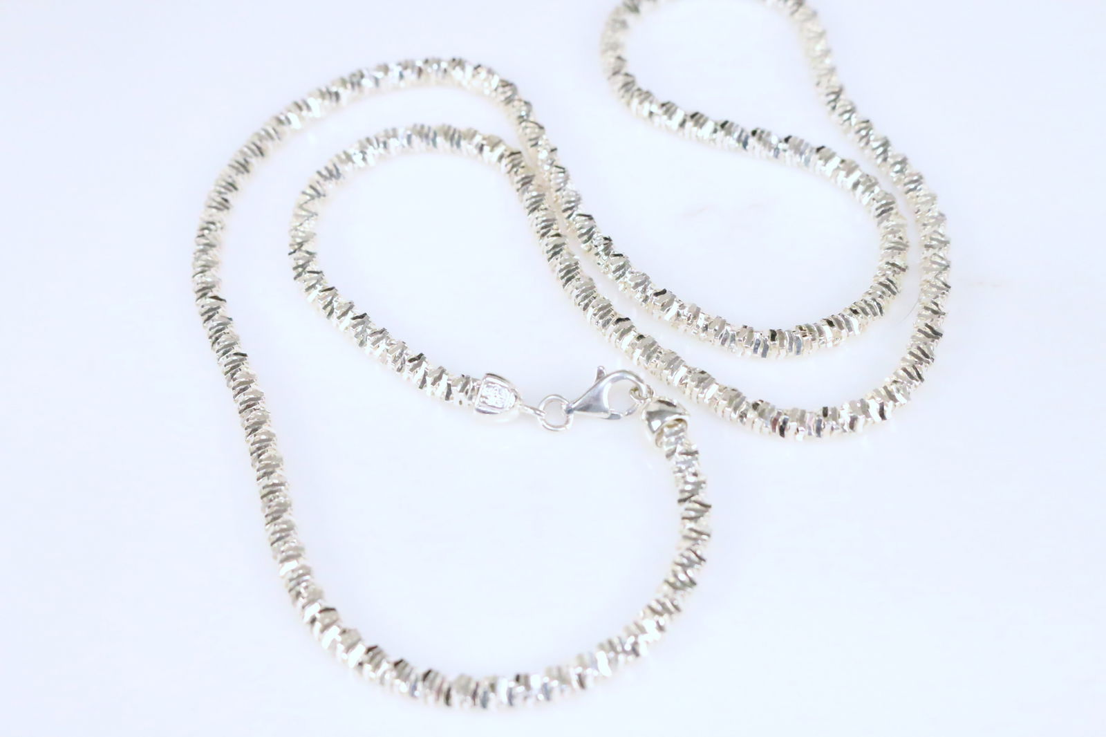 NEW Sterling Silver Milor Italy Solid Twisted stacked link Chain Necklace  31.5gm 30" long 4.5mm (1 of 4)