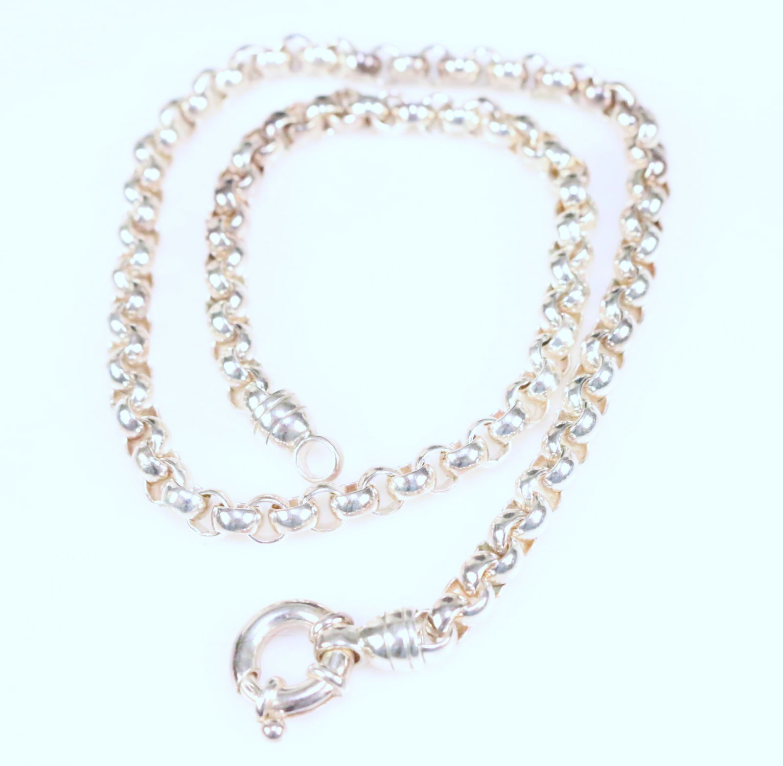 Brand NEW Sterling Silver Heavy Solid Rolo Link Necklace 18.5" 37.3gm.6.5mm (1 of 4)