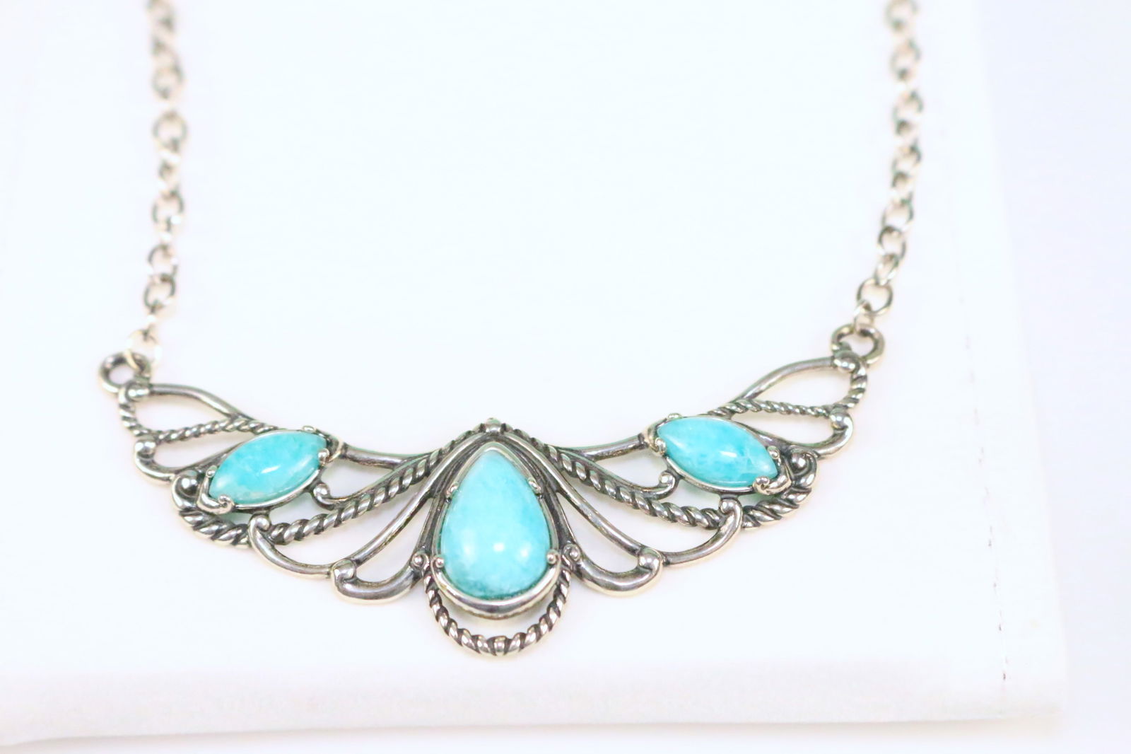 Brand NEW Carolyn Pollack Sterling Silver Amazonite Statement Necklace in the Box (1 of 4)