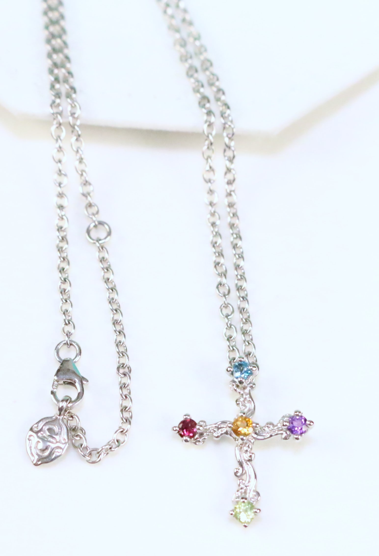 Brand NEW Carolyn Pollack Sterling Silver Multigemstone Cross Pendant Necklace in the Box (1 of 5)