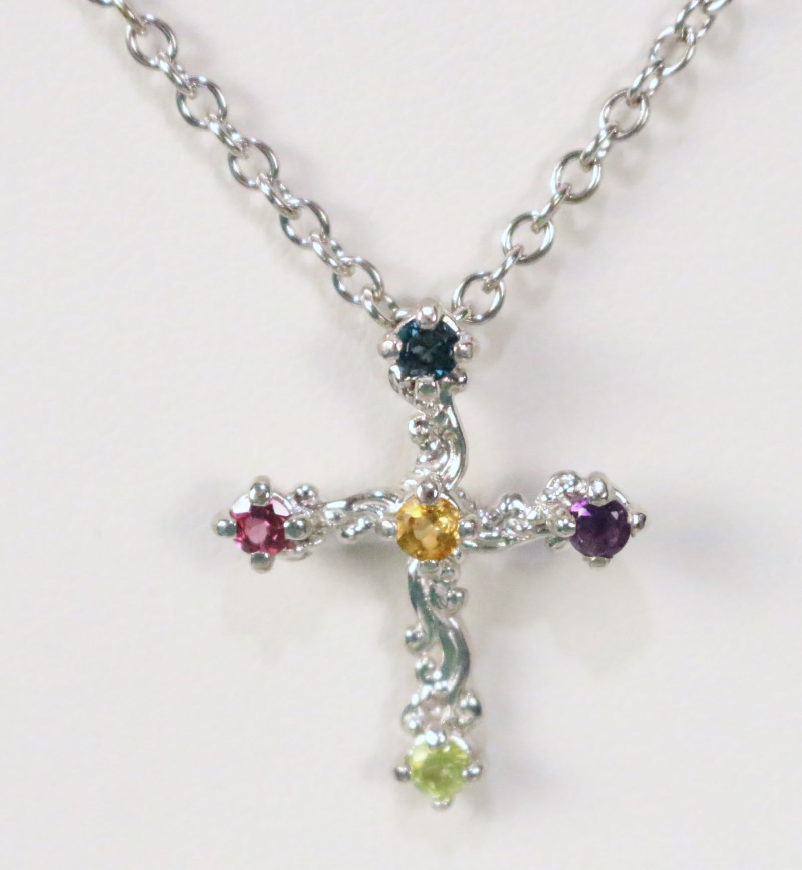 Brand NEW Carolyn Pollack Sterling Silver Multigemstone Cross Pendant Necklace  in the Box (1 of 4)