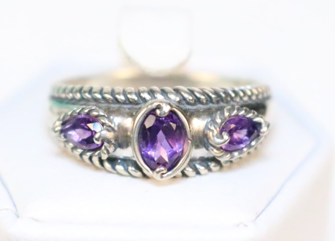 Brand NEW Carolyn Pollack Sterling Silver amethyst Southwest Design Ring in the Box Size 10 (1 of 6)