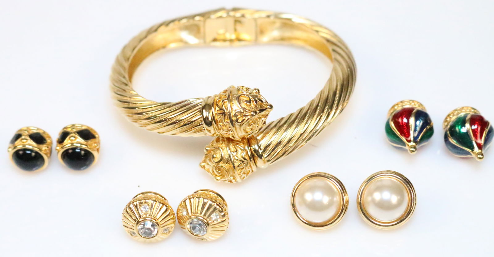 NEW Vintage Joan Rivers Gold Crossover 11 piece interchangeable cuff bracelet (1 of 8)