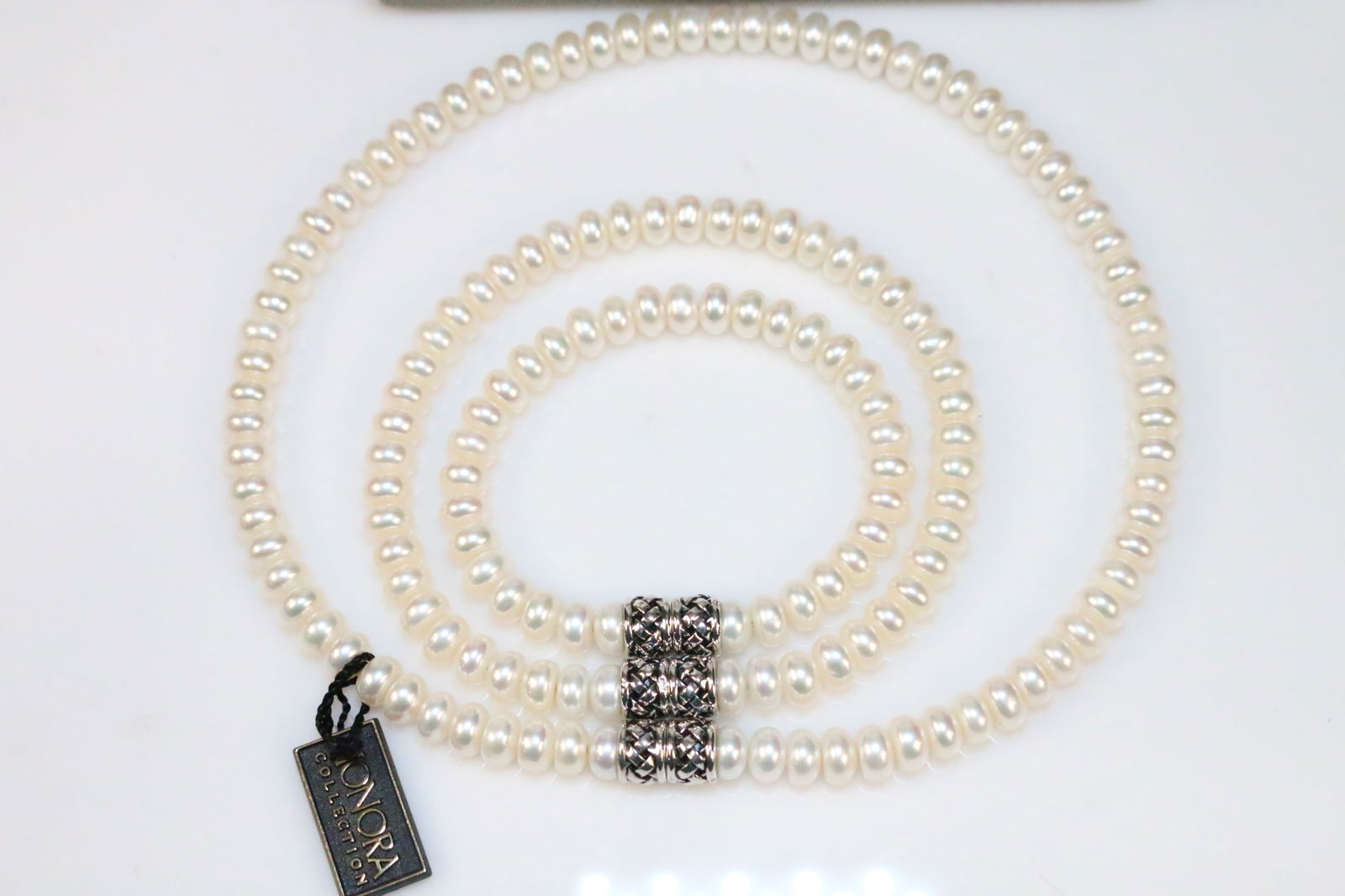 NEW Honora Freshwater Cultured Pearl Rondell 3 Piece Necklace bracelet Sterling Silver (1 of 7)