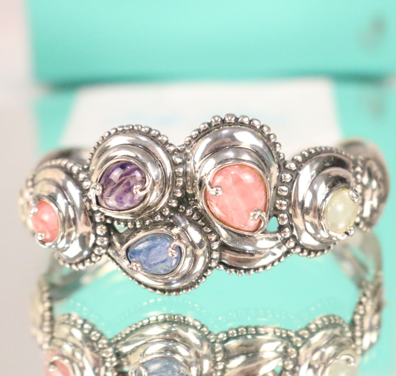 RARE NEW CAROLYN POLLACK Relios Windsong Multi Stone Large Sterling Silver Cuff Bracelet IN THE BOX (1 of 5)