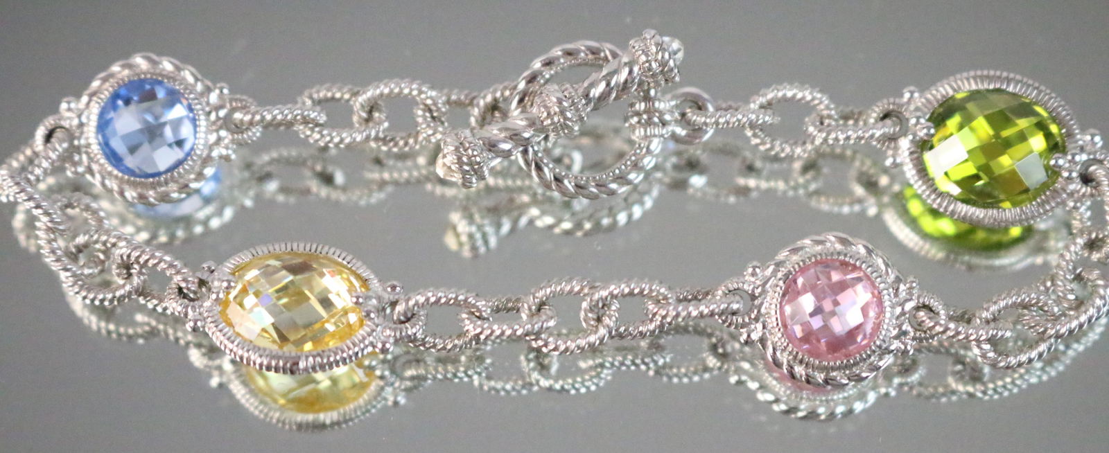 Judith Ripka Sterling Silver Multi gemstone Toggle bracelet (1 of 4)