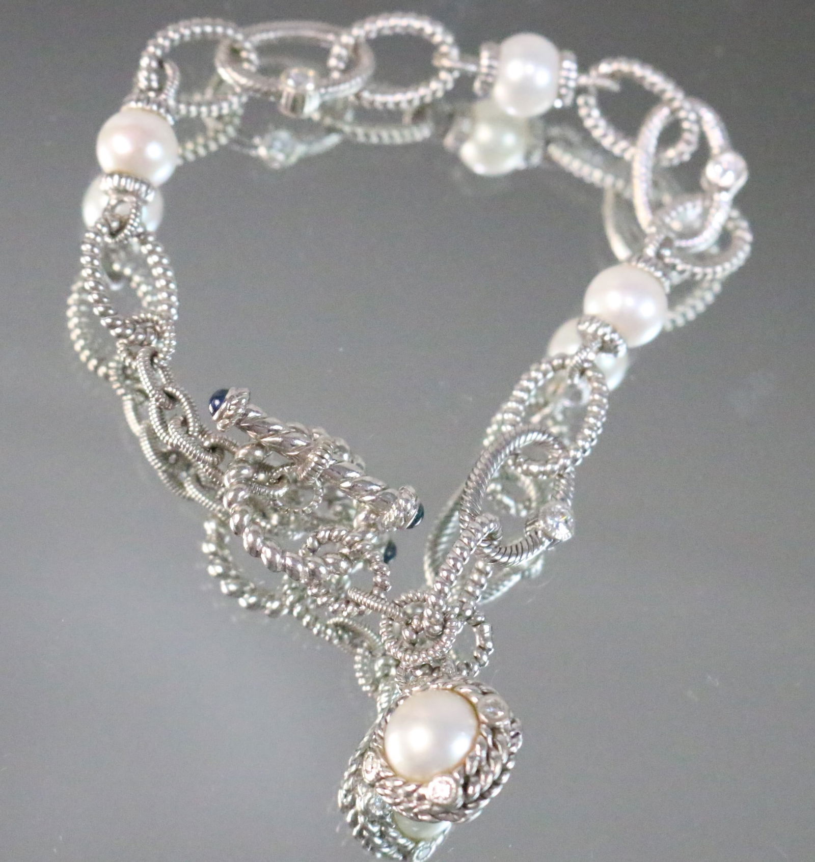 Judith Ripka Sterling Silver Pearl Charm Enhancer Bracelet (1 of 4)