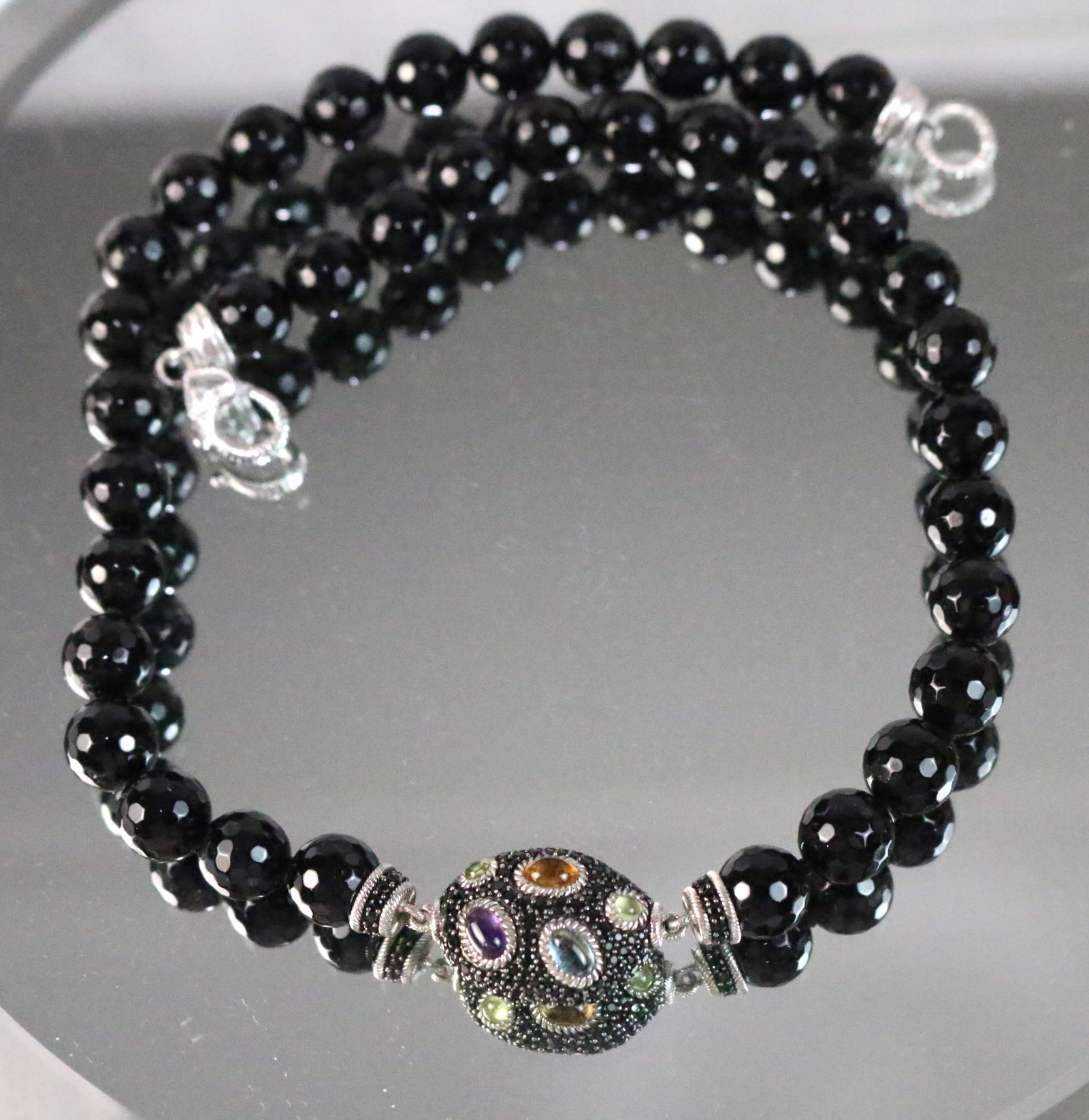 RARE Judith Ripka Sterling Silver black Onyx spinel MULTIGEMSTONES necklace (1 of 5)