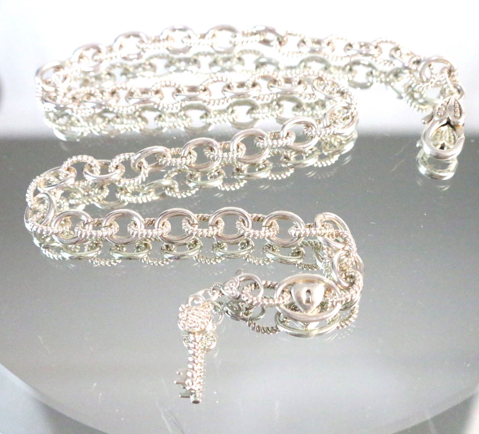 RARE Judith Ripka Sterling Silver Key to My Heart Key enhancer charm with  heart padlock link (1 of 5)