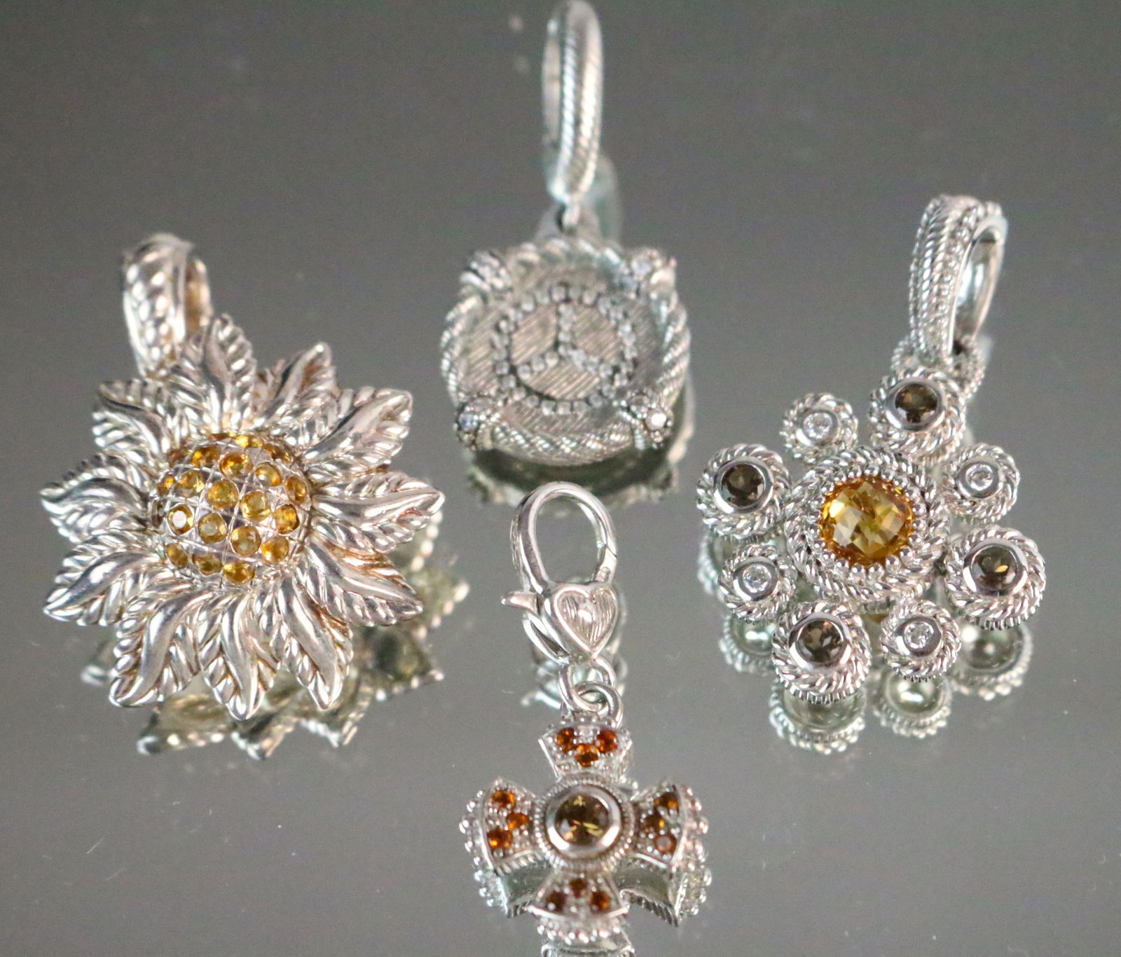 Judith Ripka Lot of 4 Sterling Silver Pendant charm enhancers (1 of 6)