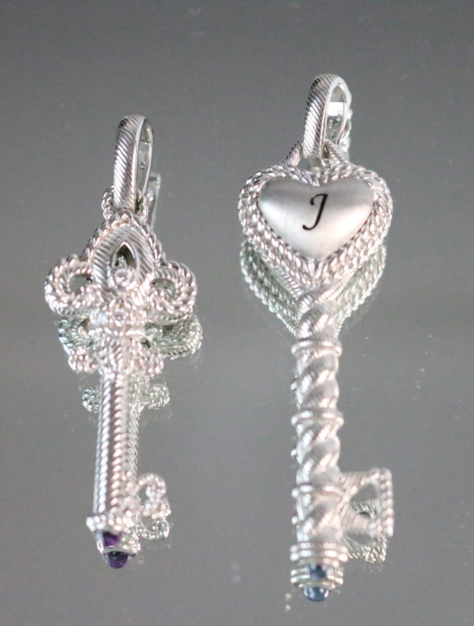Judith Ripka Lot of 2 Key Sterling Silver Pendant charm enhancers (1 of 5)