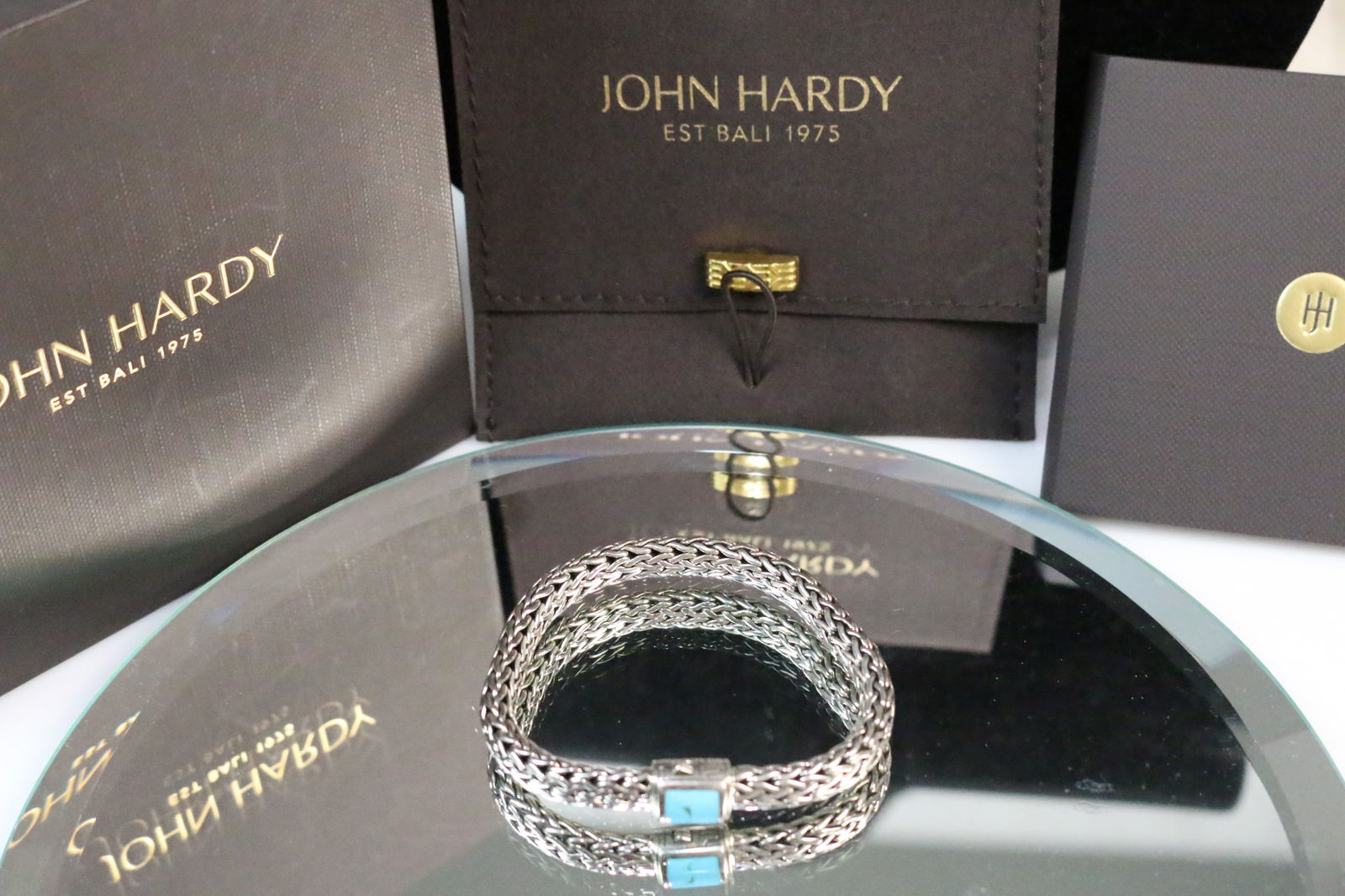 NEW w/ box Authentic John Hardy Icon Turquoise Sterling Silver Classic Chain bracelet (1 of 5)