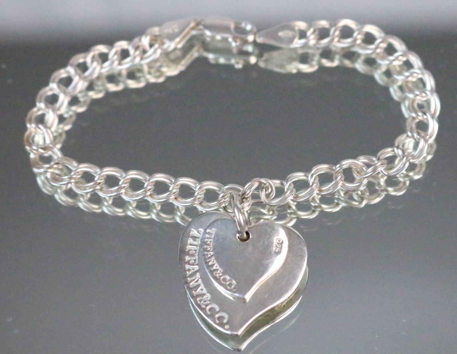 ESTATE Tiffany double heart Tiffany & Co. 925 double link Bracelet ITALY (1 of 4)