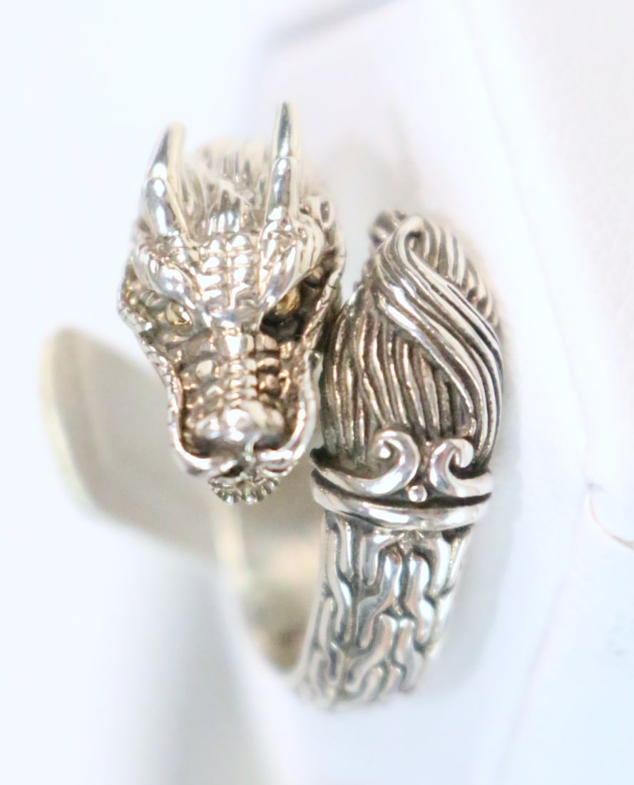 Samuel B 18kt Gold Sterling Silver Naga Dragon Ring Size 7.5 (1 of 6)