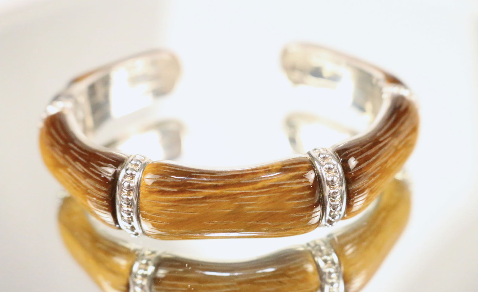 Whitney Kelly Bamboo style sterling silver cuff Bracelet (1 of 4)