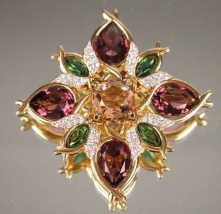 RARE NEW Vintage Swarovski Jewelers Collection Huge Crystal Maltese Cross Brooch: NEW Old stock IN THE BOX. Swarovski Jewelers Collection Fabulous Maltese cross with amethyst, green and citrine huge crystals with round clear pave crystal. Swarovski swan logo. Measures 2" x 2".