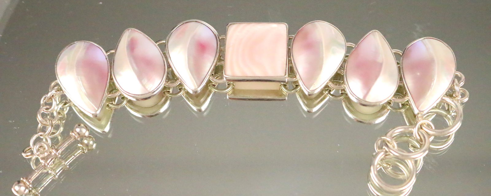 Charles Albert Fine Sterling Silver Mother of Pearl Toggle Bracelet (1 of 3)
